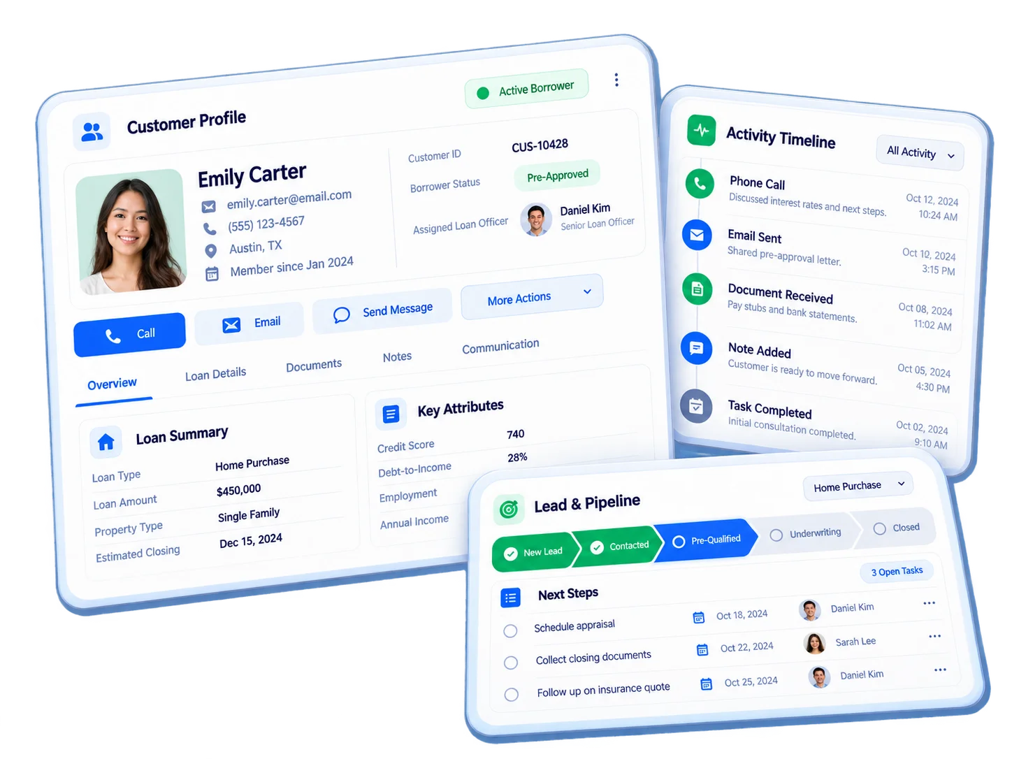 CRM product interface