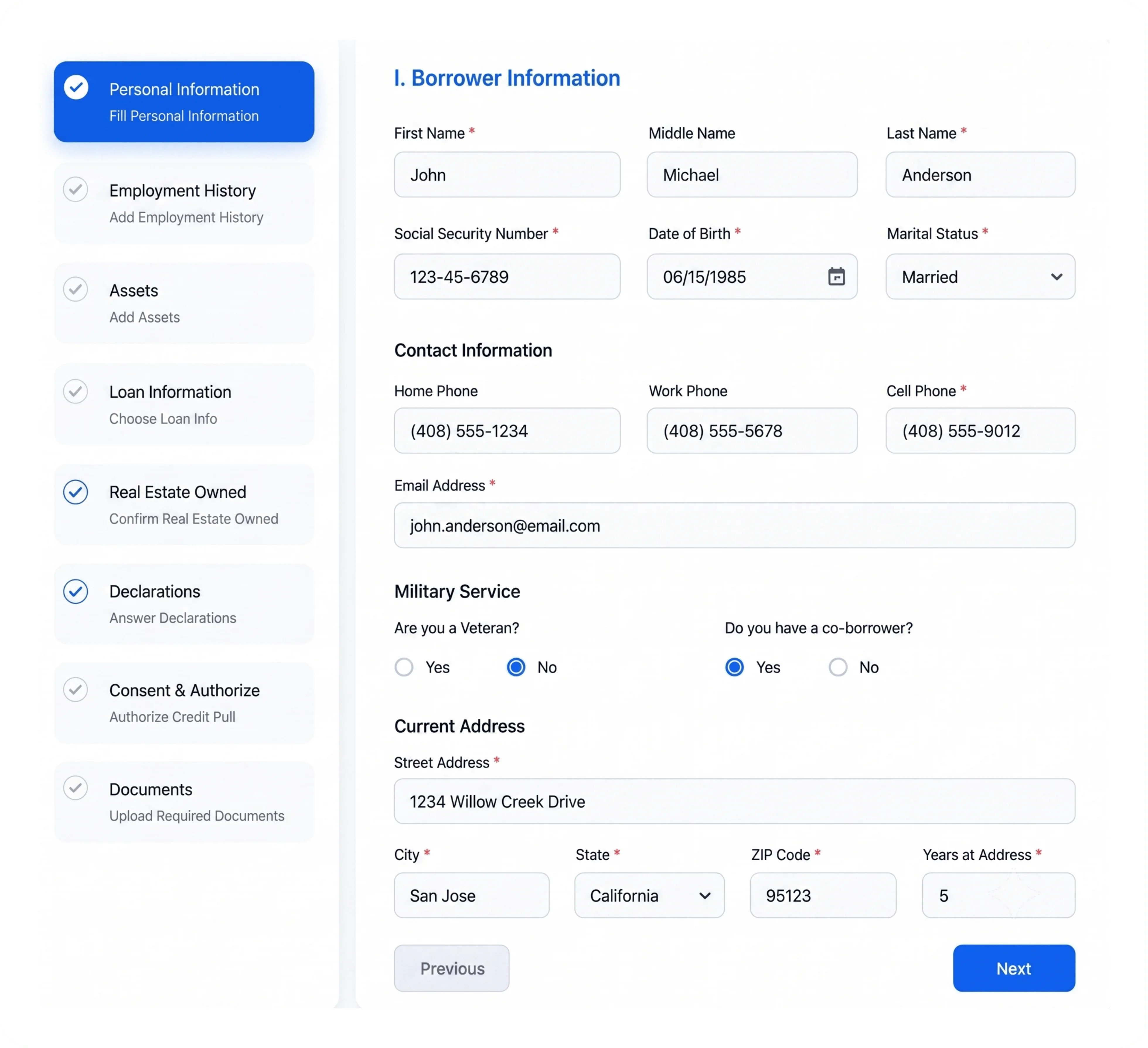 Digital mortgage application interface